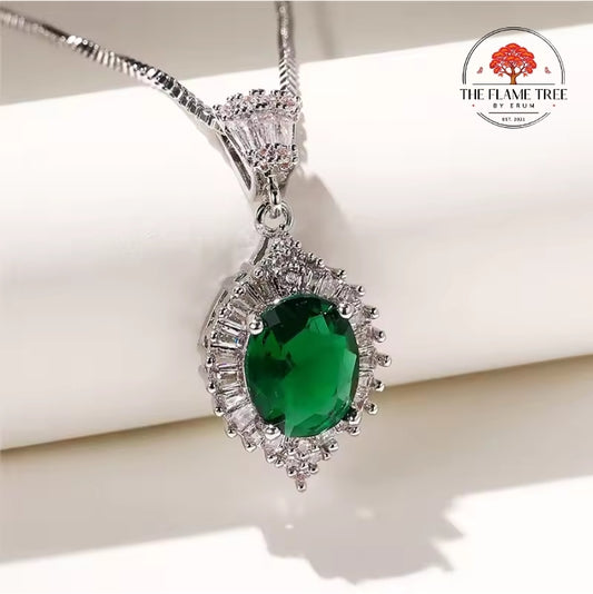 Silver Finish Zircon Locket with Chain