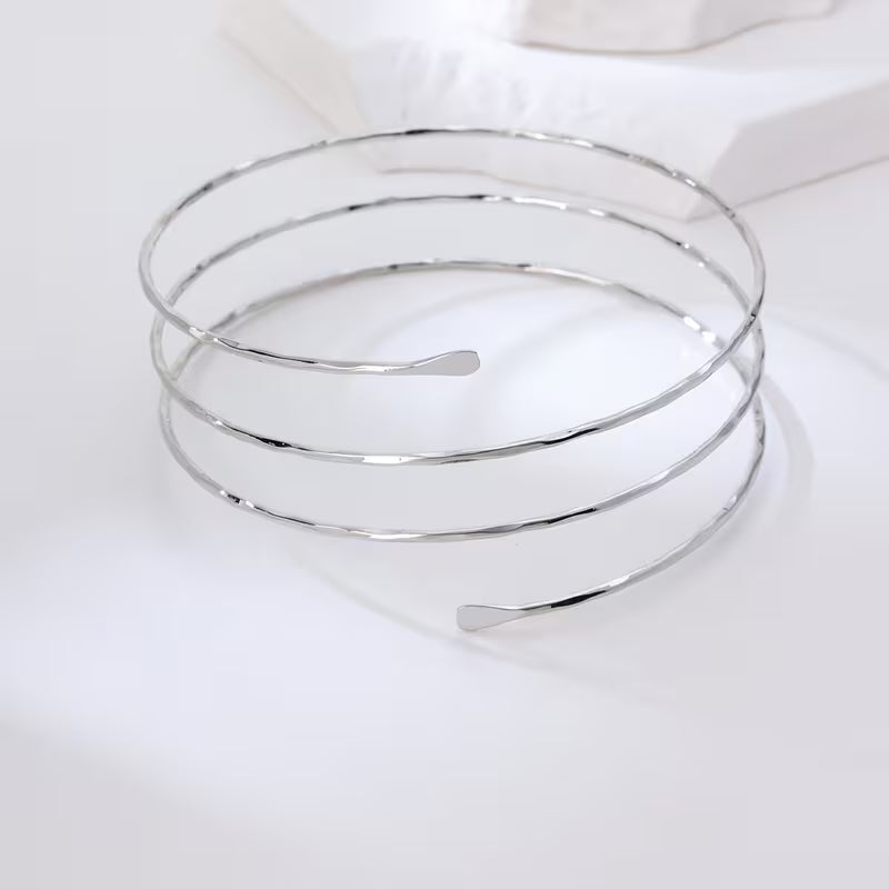 Adjustable Spiral Pure Brass Arm Cuff