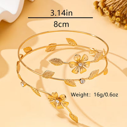 Elegant Enamel Flower Arm Cuff