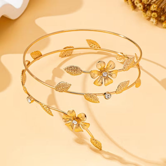 Elegant Enamel Flower Arm Cuff