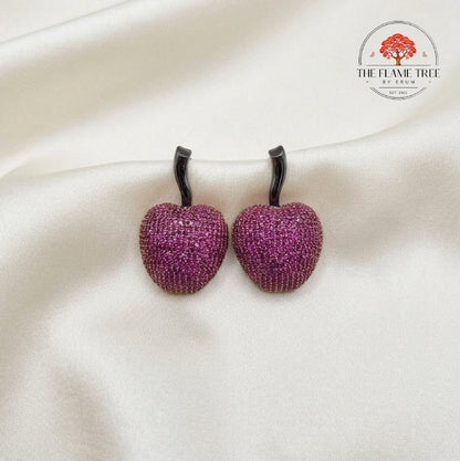 Ruby Pink Zircon Apple Earrings