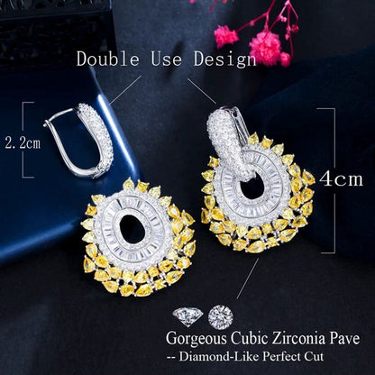 Luxury Purple & Pink Crystal Hoop Drop Earrings