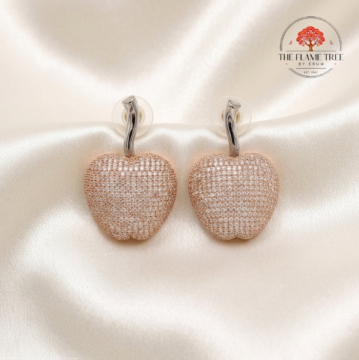 Ruby Pink Zircon Apple Earrings