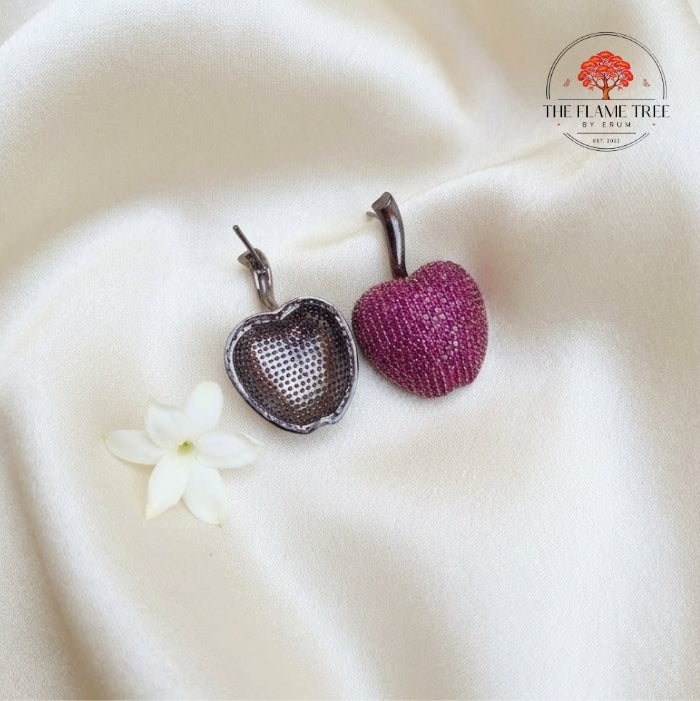 Ruby Pink Zircon Apple Earrings