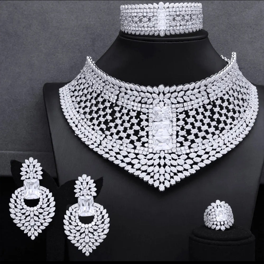 Gold Plated Red Stone Bridal Jewelry Set