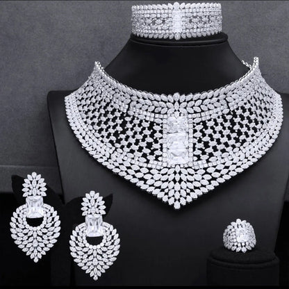 Gold Plated Red Stone Bridal Jewelry Set