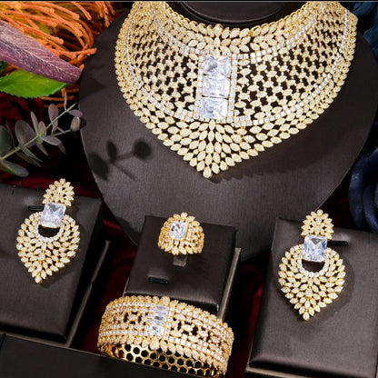 Gold Plated Red Stone Bridal Jewelry Set
