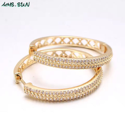Gold Pavé Diamond Hoop Earring