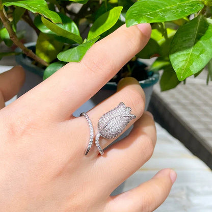 Aaira Blue Tulip Adjustable Ring