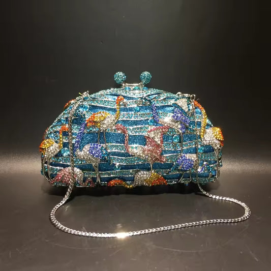 Blue Flamingo Clutch
