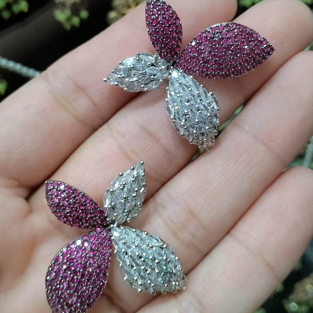 Two-Tone Pavé Crystal Butterfly Stud Earrings