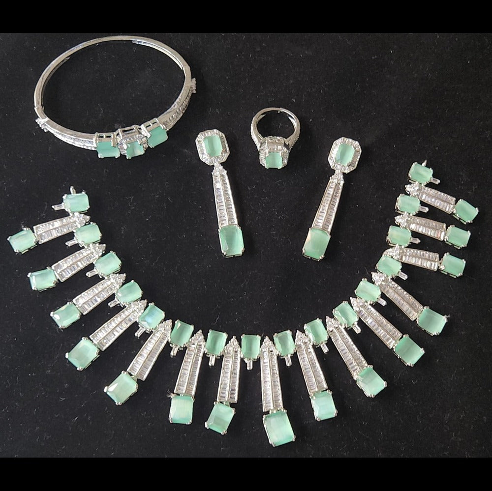 Mint Green AD Zircon Jewelry Set