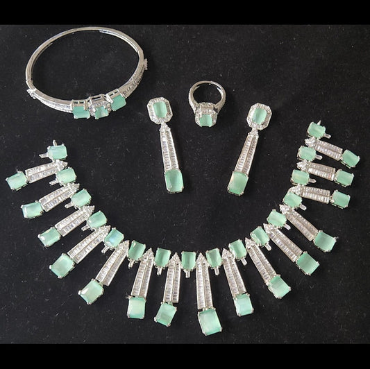Mint Green AD Zircon Jewelry Set