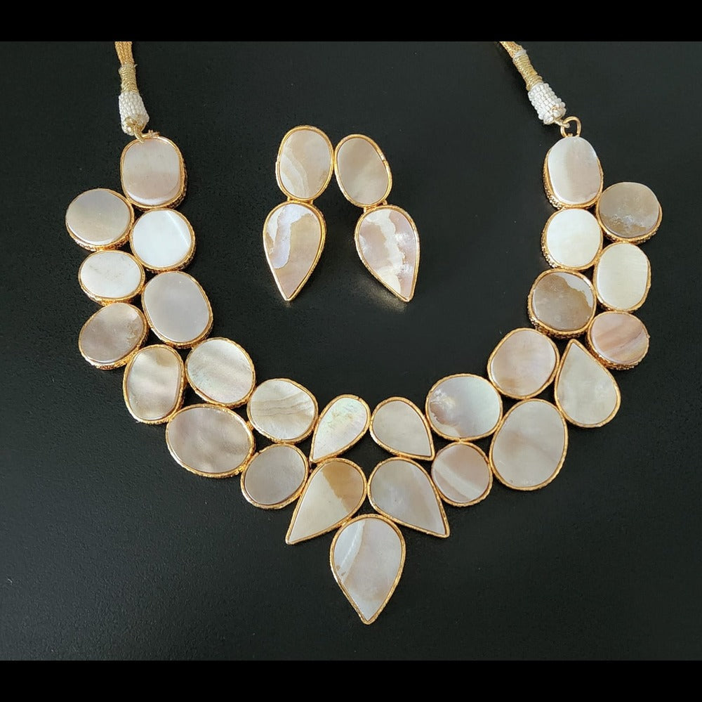Gold and Mother of Pearl Statement Necklace Set