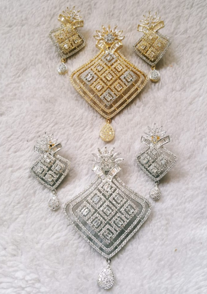 Square Floral Pendant Set