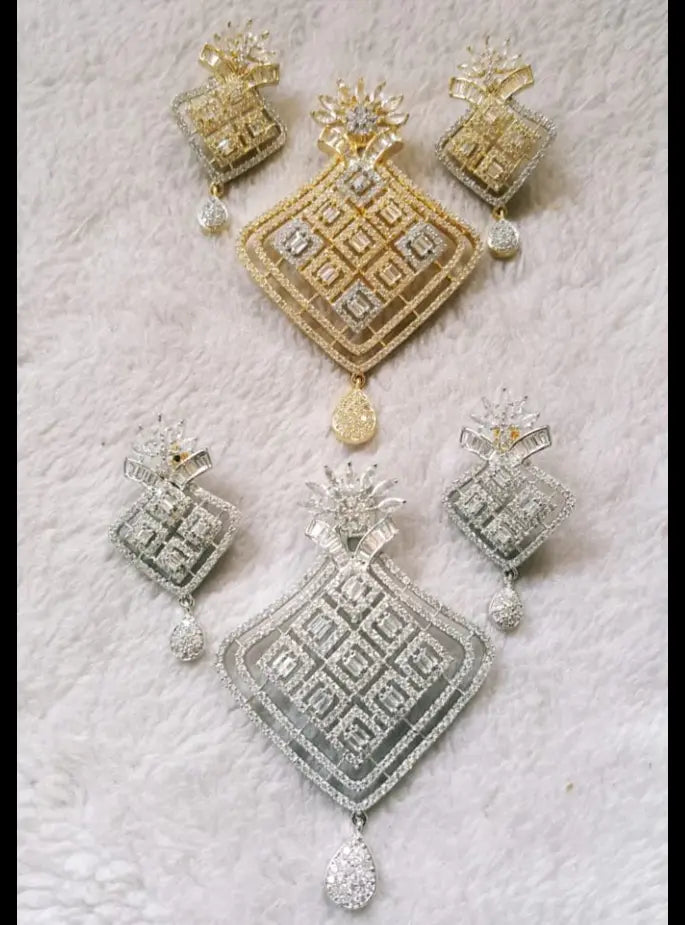 Square Floral Pendant Set