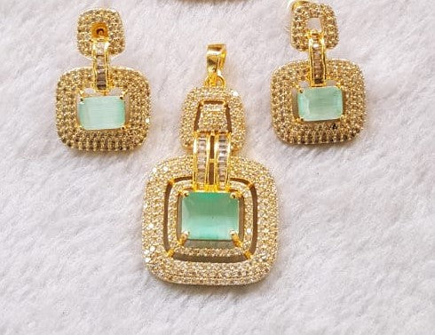 Mint Green Cubic Zircon Pendant Set
