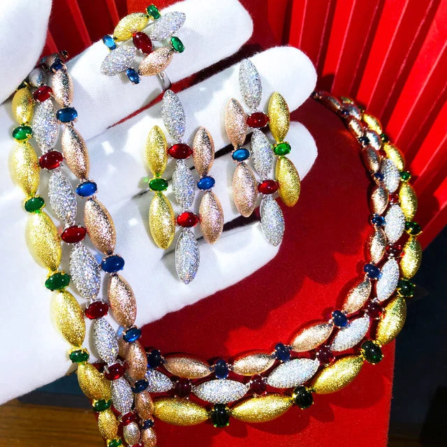 4-piece Multicolor Marquise Cubic Zirconia Jewelry Set