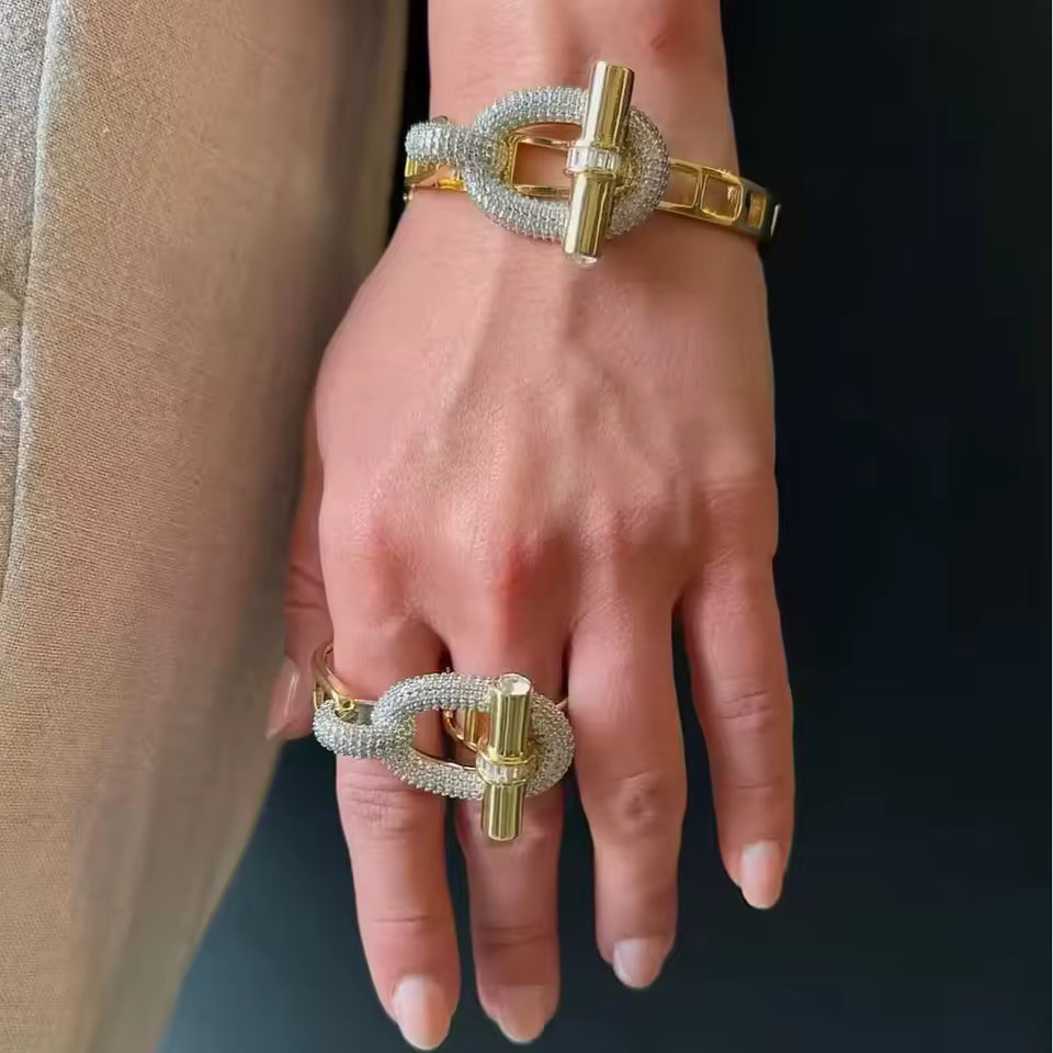 Tiffany Knot Double Row Hinged Bangle