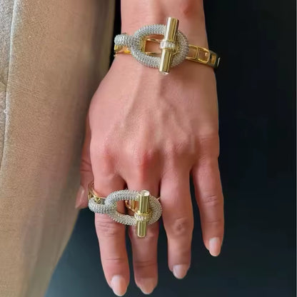 Tiffany Knot Double Row Hinged Bangle