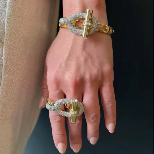 Tiffany Knot Double Row Hinged Bangle