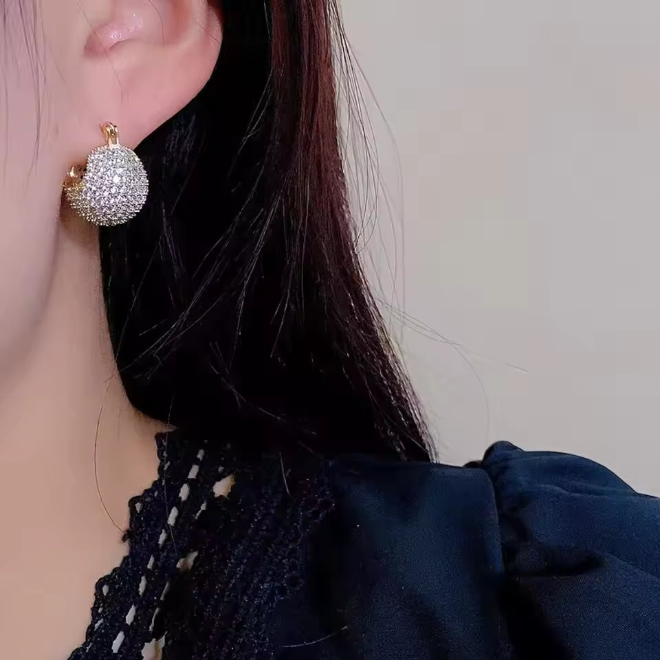 Pavé Domed Huggie Hoop Earrings