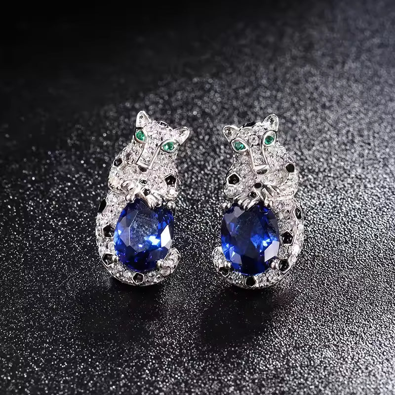 Leopard Sapphire Stud Earrings