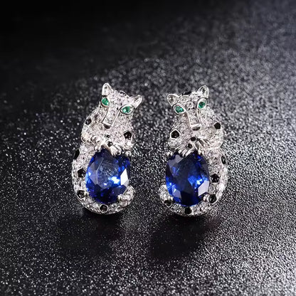 Leopard Sapphire Stud Earrings