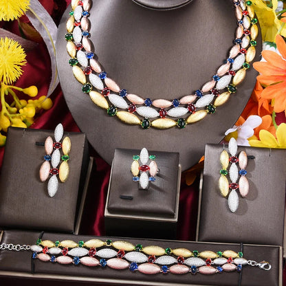 4-piece Multicolor Marquise Cubic Zirconia Jewelry Set