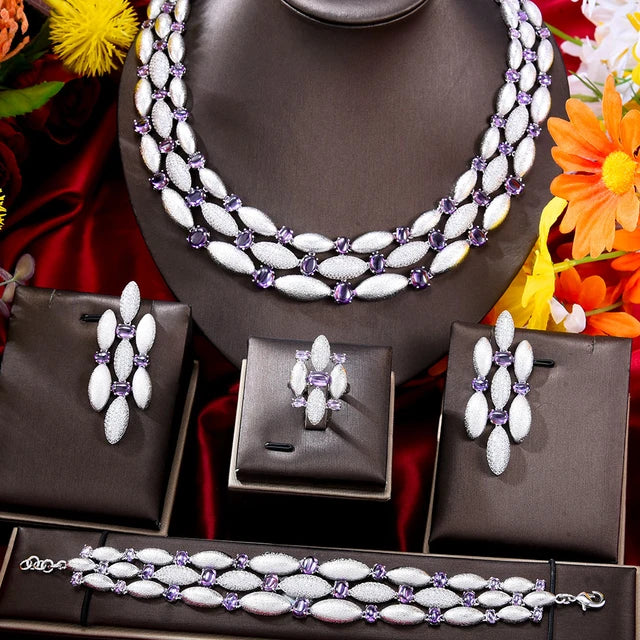4-piece Multicolor Marquise Cubic Zirconia Jewelry Set