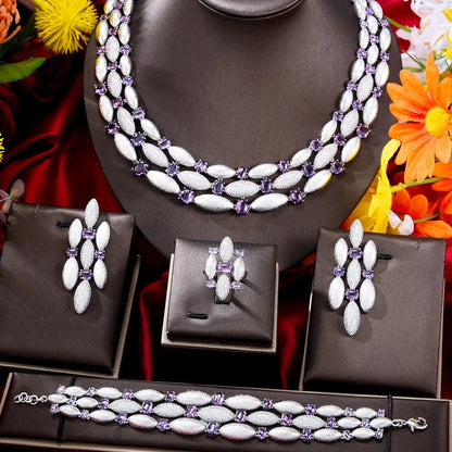 4-piece Multicolor Marquise Cubic Zirconia Jewelry Set