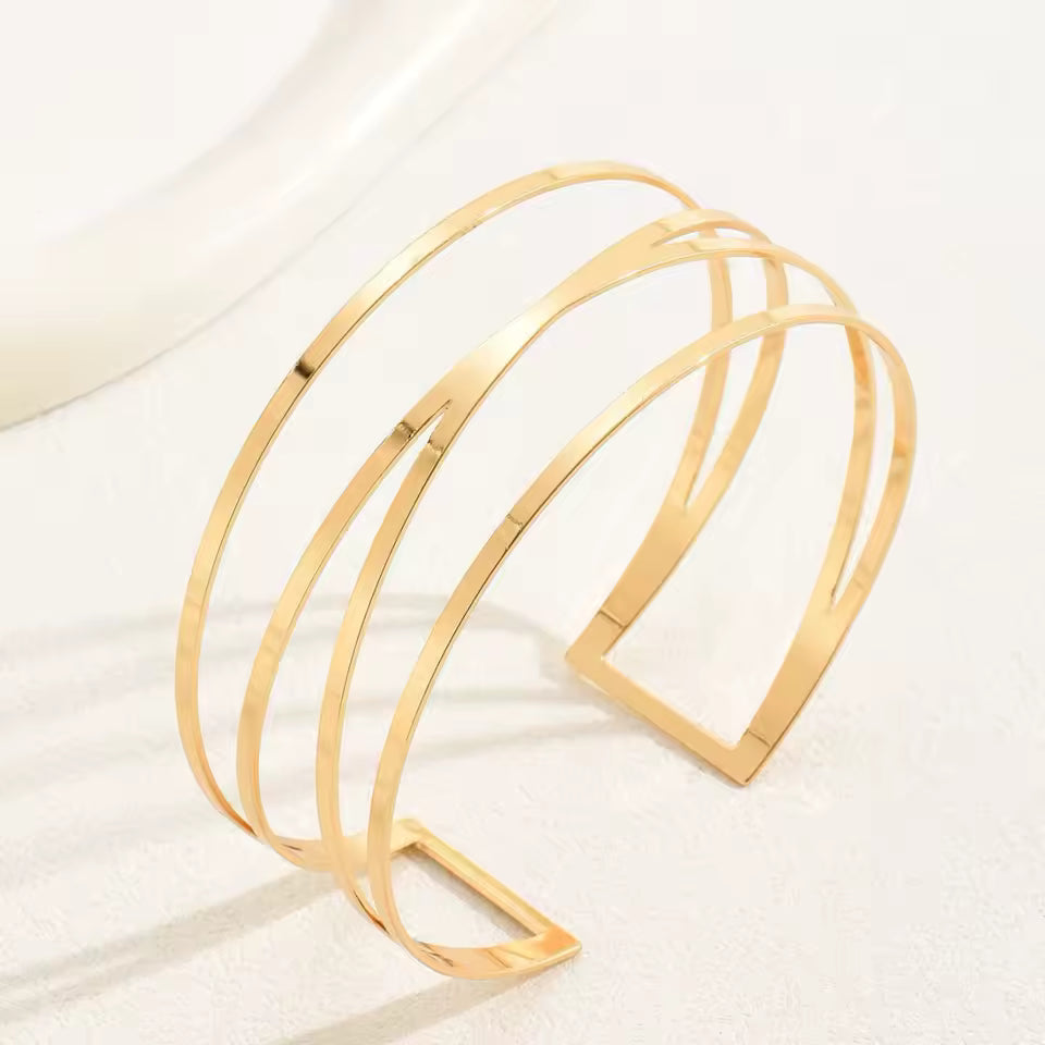 Gold Multi-Layer Cross Arm Cuff