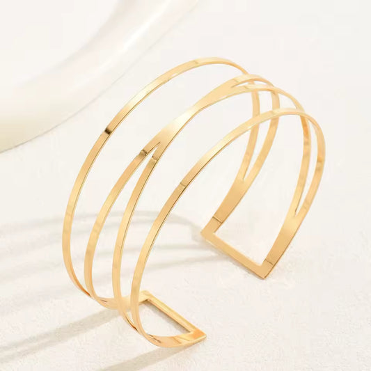 Gold Multi-Layer Cross Arm Cuff
