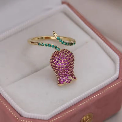 Aaira Blue Tulip Adjustable Ring