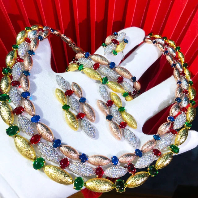 4-piece Multicolor Marquise Cubic Zirconia Jewelry Set