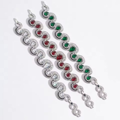 Pear Cut Emerald Wave Link Bracelet