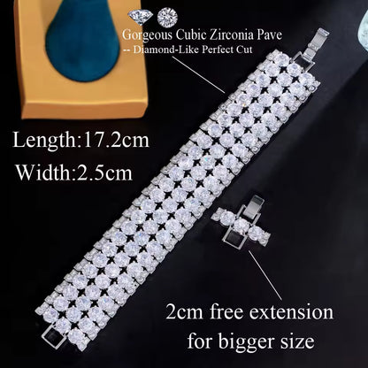 Three Row Round Cut Diamond Tennis Bracelet