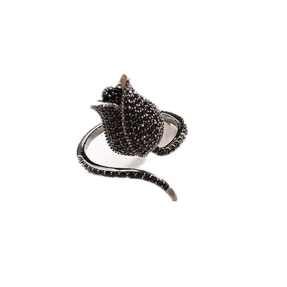 Aaira Blue Tulip Adjustable Ring