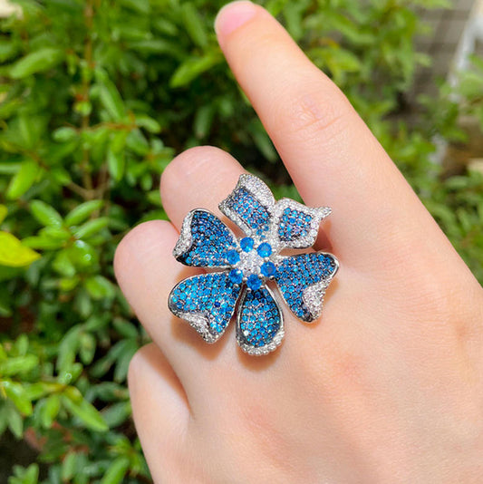 Blue & White Flower Ring