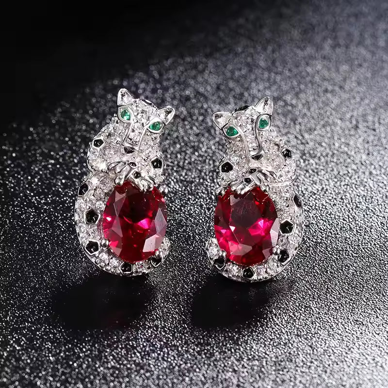 Leopard Sapphire Stud Earrings
