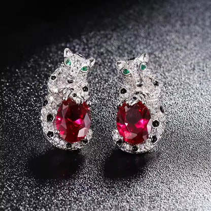 Leopard Sapphire Stud Earrings