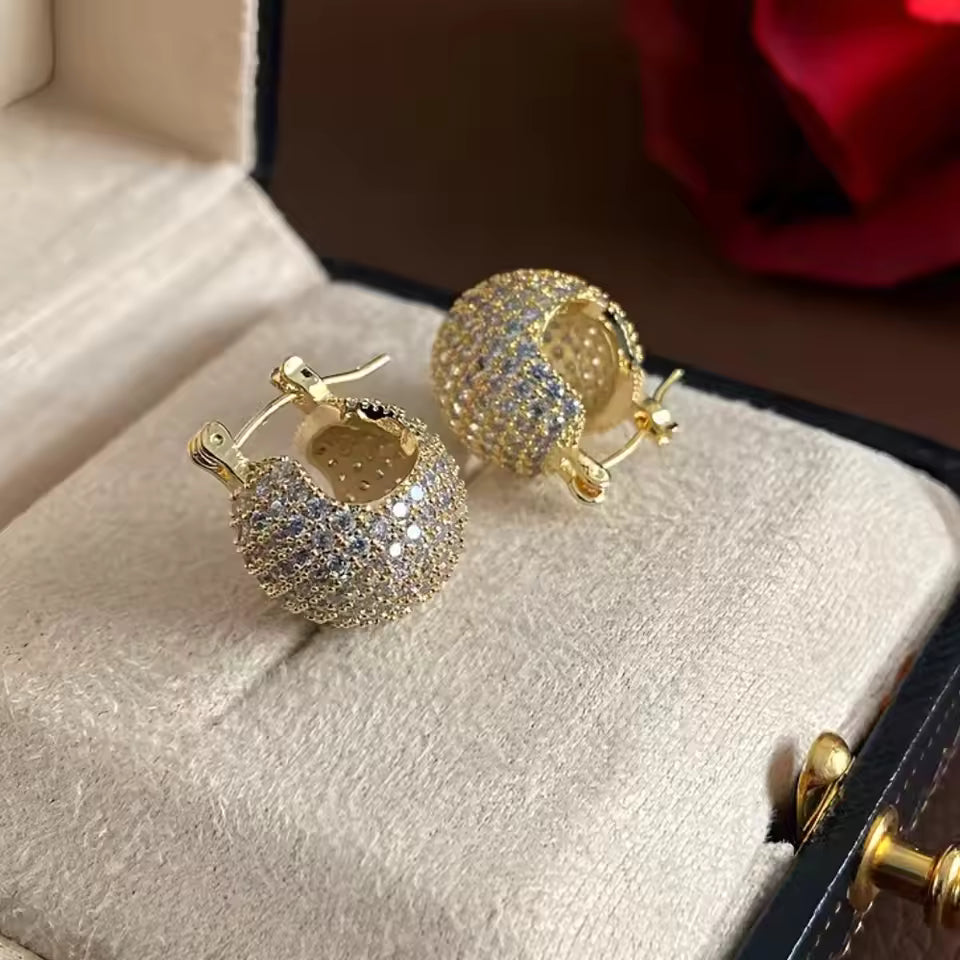 Pavé Domed Huggie Hoop Earrings