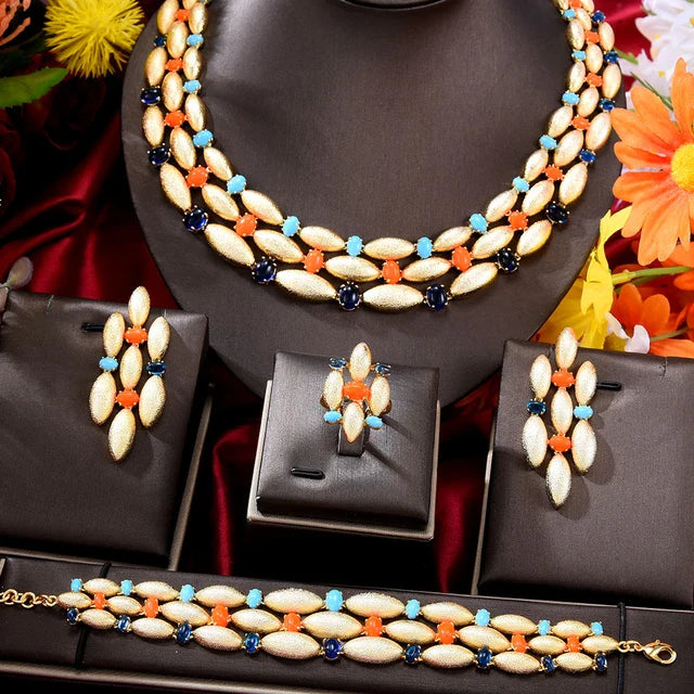4-piece Multicolor Marquise Cubic Zirconia Jewelry Set