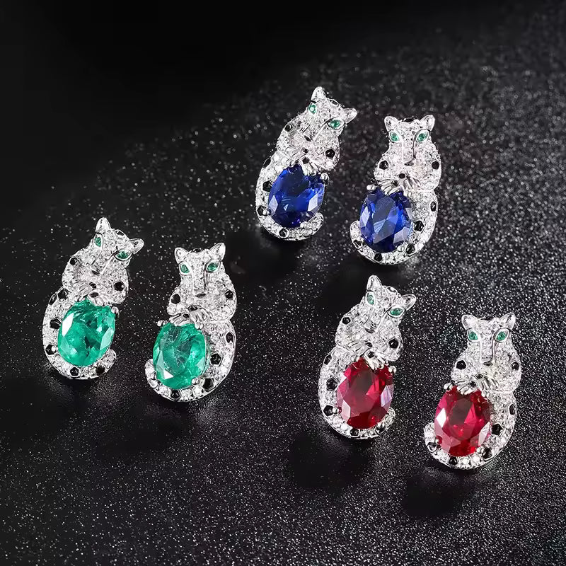 Leopard Sapphire Stud Earrings