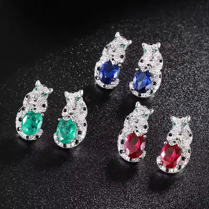 Leopard Sapphire Stud Earrings