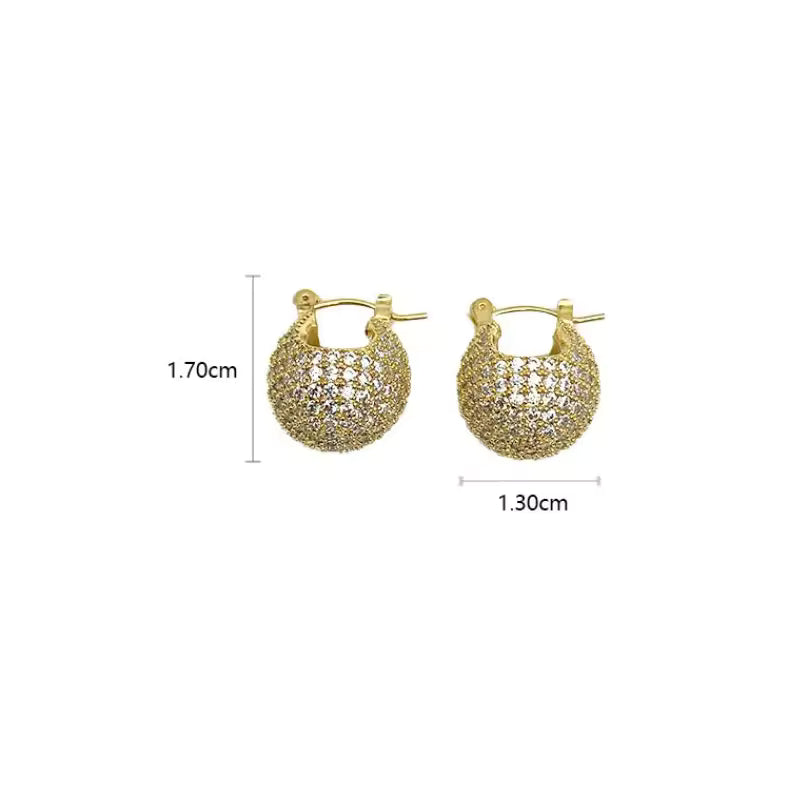 Pavé Domed Huggie Hoop Earrings