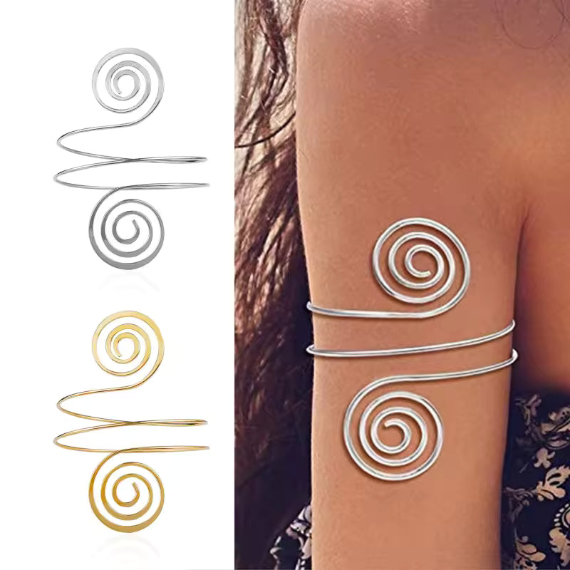 Alloy Spiral Armband Swirl Upper Arm Cuff Armlet Bangle