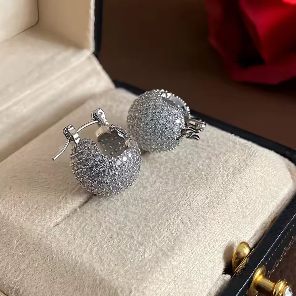 Pavé Domed Huggie Hoop Earrings