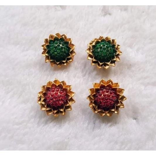 Vintage Bohemian Sunflower Gold Drop Earrings with Gems