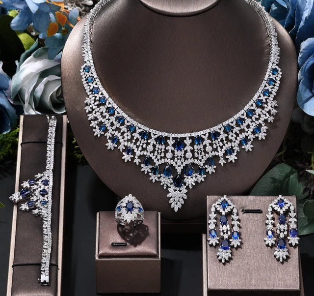 Red Teardrop Cubic Zircon  Necklace Set